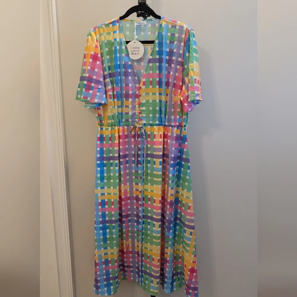 Colorful Plaid Women's Dress - Picture 2 of 6